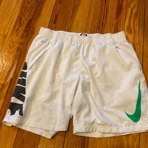 White Nike shorts with liner - size L